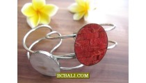 Red Coral Shells Bracelets Cuff Stainless Steels Designs 